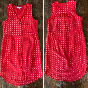 Madewell Red Floral Button Up Silk Dress sz small